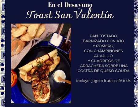 Desayuno, comida y cena Toast san valentin