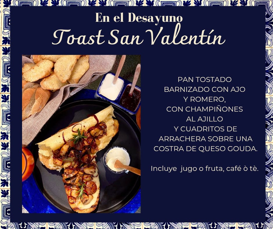 Desayuno, comida y cena Toast san valentin