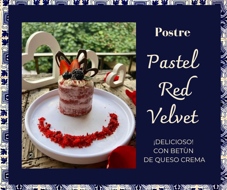 Desayuno, comida o cena. Pastel red velvet